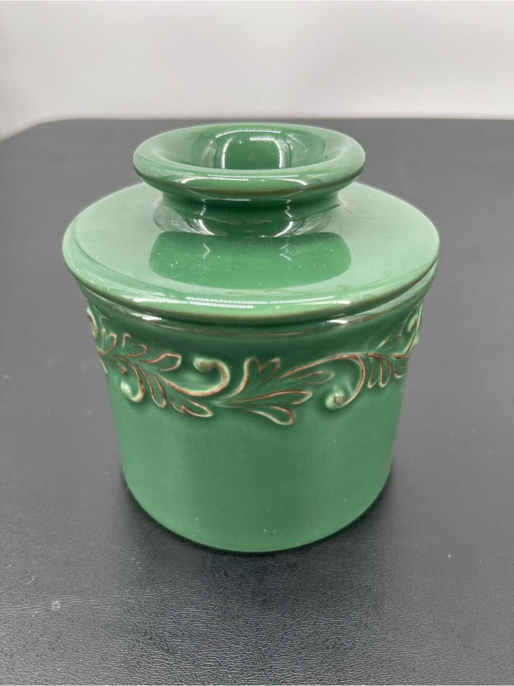BUTTER BELL Crock by L. TREMAIN French Ceramic Green